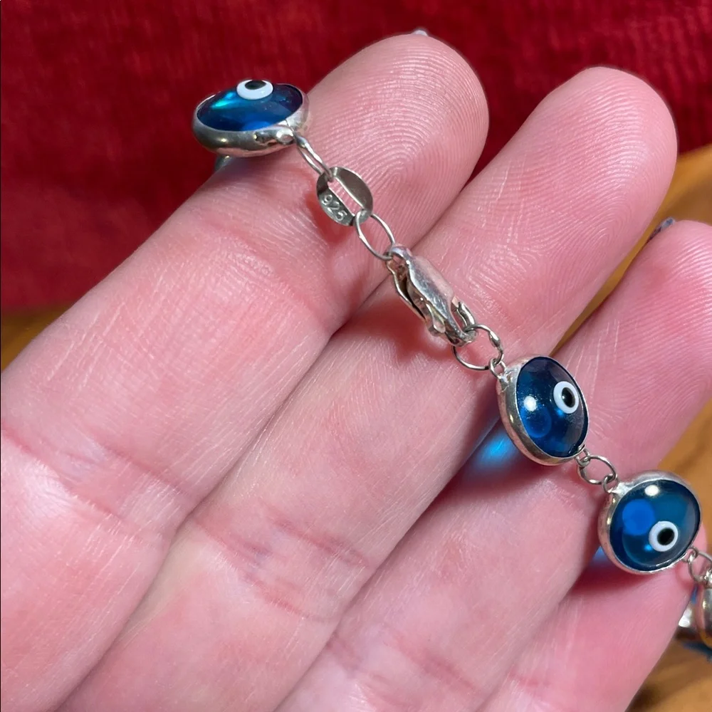 Vintage Sterling Silver Evil Eye Bracelet